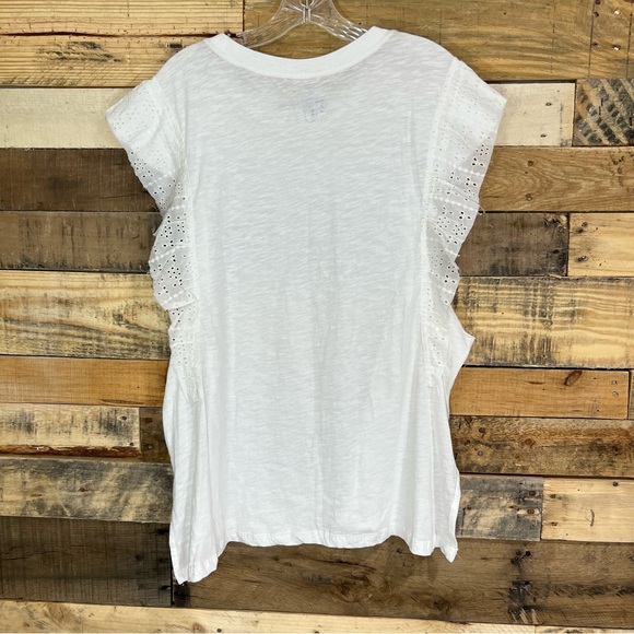Anthropologie Pilcro Sustainable Ruffle Eyelet White Tunic Tank Size Medium - Picture 6 of 9